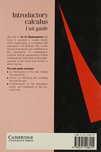 Introductory Calculus Unit Guide (School Mathematics Project 1619),Used