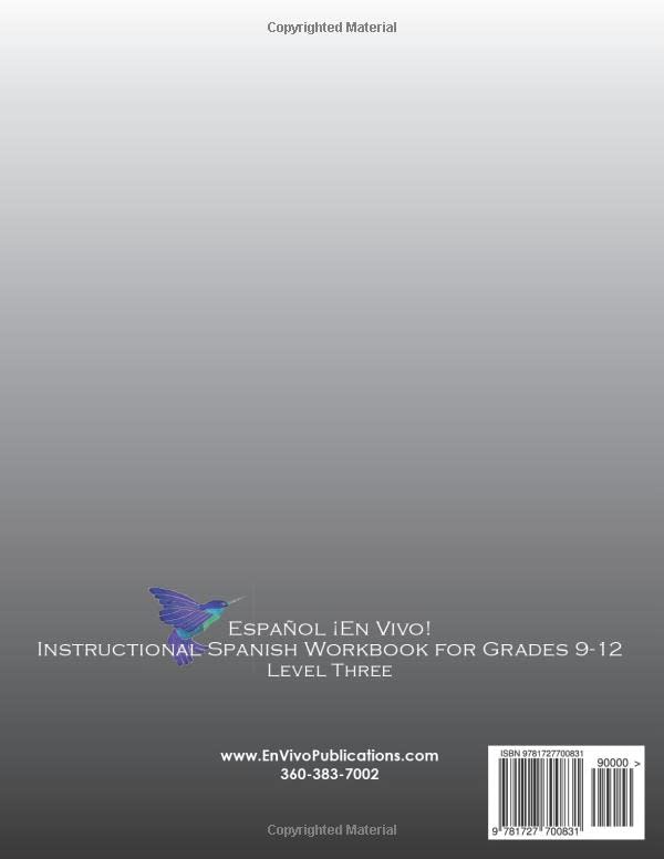 Espa?L En Vivo Level 3 For Grades 912: Instructional Spanish Workbook For Grades 912 (Espa?L En Vivo Instructional Spanish Wor-used