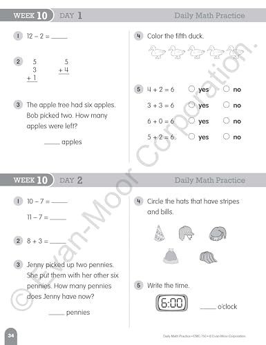 EvanMoor Daily Math Practice, Grade 1,New