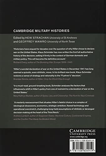 Hitler's Fatal Miscalculation: Why Germany Declared War on the United States (Cambridge Military Histories),Used