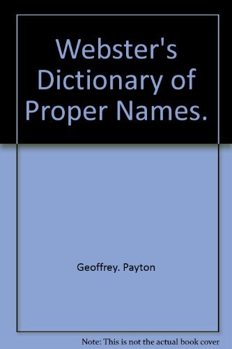 Webster'S Dictionary Of Proper Names,Used
