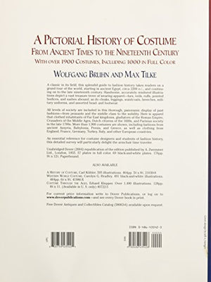 A Pictorial History Of Costume From Ancient Times To The Nineteenth Century: With Over 1900 Illustrated Costumes, Including 1000,Used