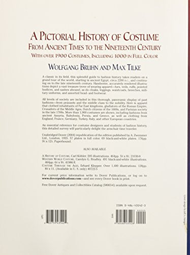 A Pictorial History Of Costume From Ancient Times To The Nineteenth Century: With Over 1900 Illustrated Costumes, Including 1000,Used