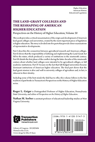 The LandGrant Colleges and the Reshaping of American Higher Education (Perspectives on the History of Higher Education),Used