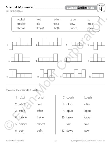 EvanMoor Building Spelling Skills, Grade 3  Homeschooling & Classroom Resource Workbook, Reproducible Worksheets, Teaching Edi,New