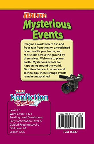 Teacher Created Materials  TIME For Kids Informational Text: Unsolved! Mysterious Events  Grade 4  Guided Reading Level R,Used