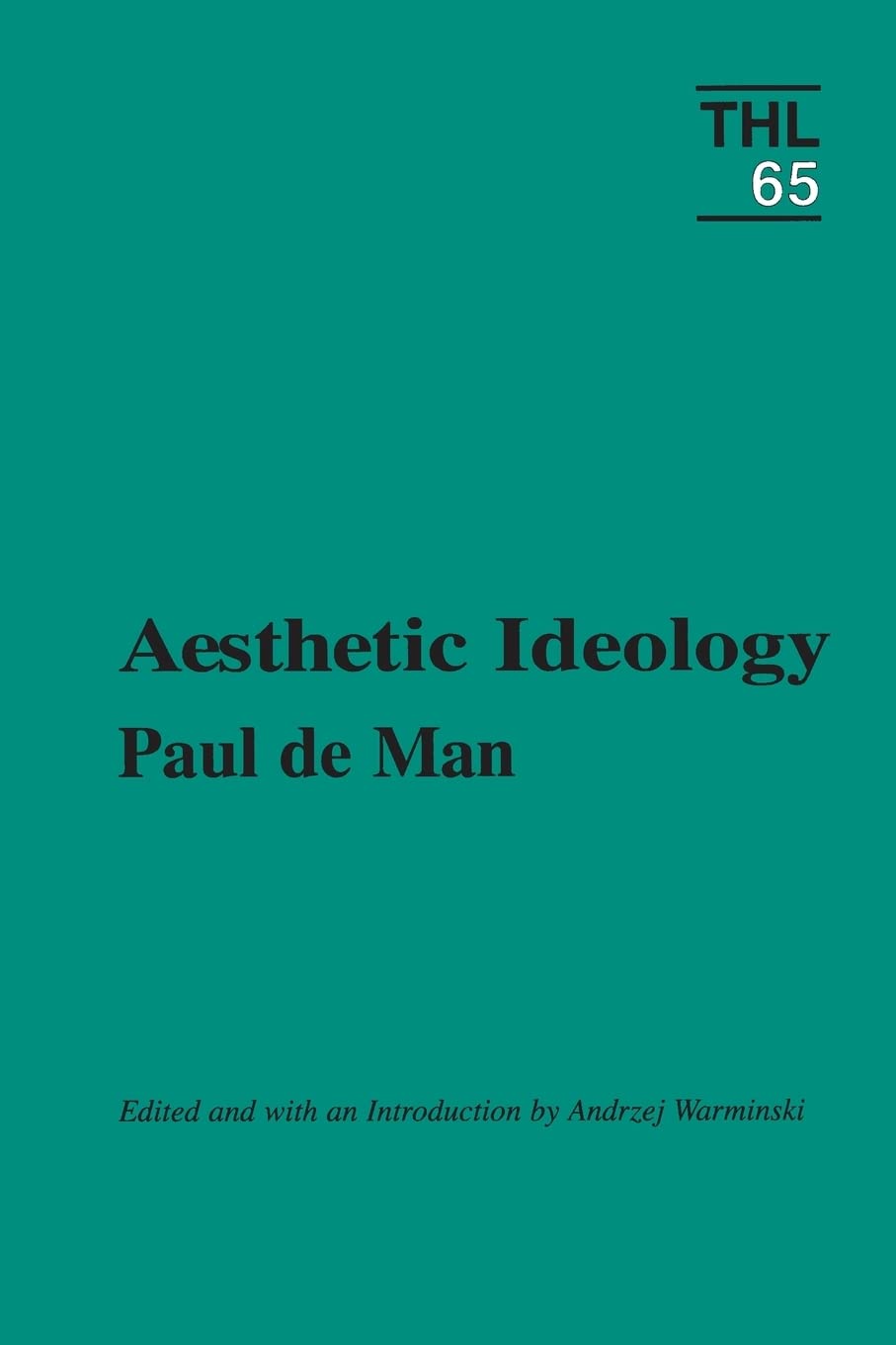 Aesthetic Ideology (Theory and History of Literature, Vol. 65) (Volume 65),Used