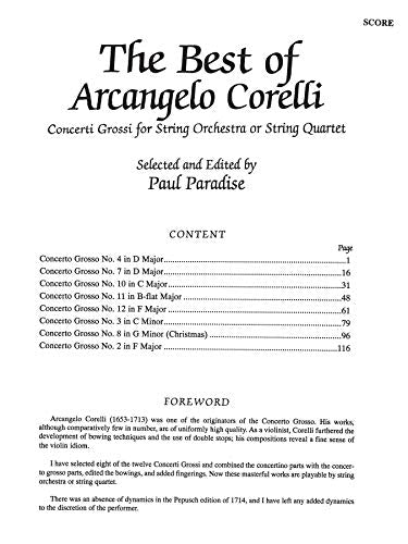 The Best of Arcangelo Corelli (Concerti Grossi for String Orchestra or String Quartet): Concerti Grossi for String Orchestra or ,Used