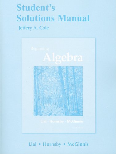 Students Solutions Manual For Beginning Algebra,Used