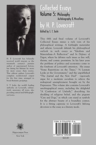 Collected Essays Of H. P. Lovecraft: Philosophy; Autobiography And Miscellany-new