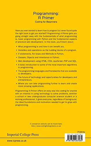 PROGRAMMING: A PRIMER  CODING FOR BEGINNERS (Primers in Electronics and Computer Science),Used