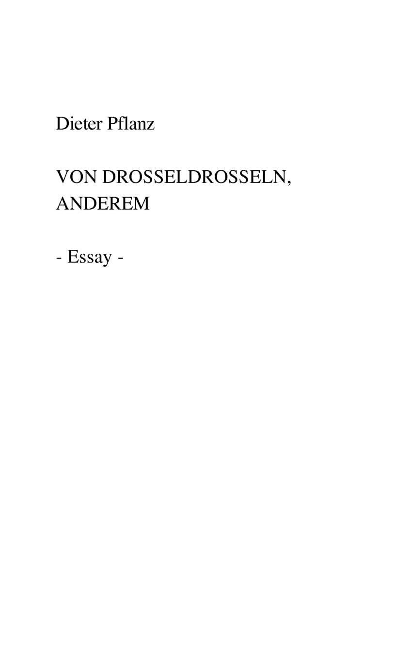 Von Drosseldrosseln, Anderem (German Edition),Used