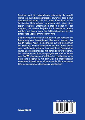 Eigenkapitalkosten ausgewhlter Unternehmen auf Basis der modernen Kapitalmarkttheorie: Eine empirische Anwendung des CAPM fr die,Used