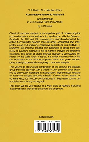 Commutative Harmonic Analysis II: Group Methods in Commutative Harmonic Analysis (Encyclopaedia of Mathematical Sciences),Used