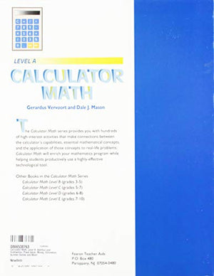 Calculator Math, Level A: Addition and Subtraction, Place Value, Money, Estimation, Number Games and More!,Used