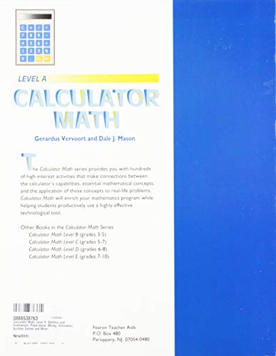 Calculator Math, Level A: Addition and Subtraction, Place Value, Money, Estimation, Number Games and More!,Used