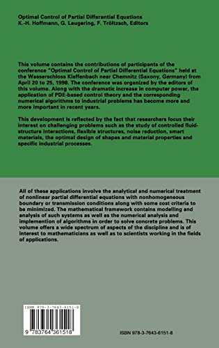 Optimal Control of Partial Differential Equations: International Conference in Chemnitz, Germany, April 2025, 1998 (Internation,Used