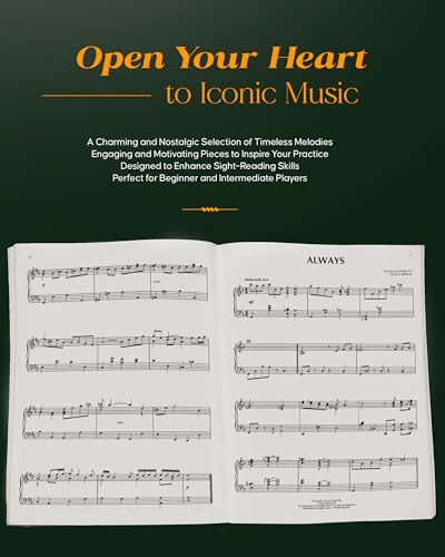 Hal Leonard Piano Sheet Music Book - 100 Beautiful Solos for Intermediate Pianists - Classical & Pop Standards