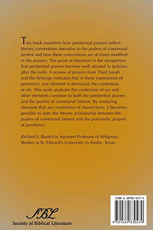 Developments in Genre between PostExilic Penitential Prayers and the Psalms of Communal Lament (Academia Biblica),Used