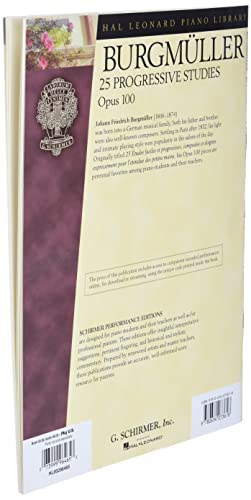 Burgmuller  25 Progressive Studies, Opus 100 Book/Online Audio (Schirmer's Library of Musical Classics),New