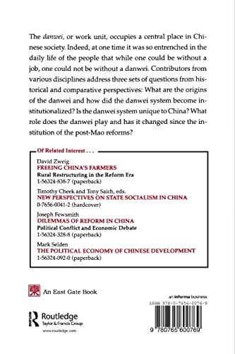 The Danwei: Changing Chinese Workplace in Historical and Comparative Perspective (Socialism and Social Movements),New