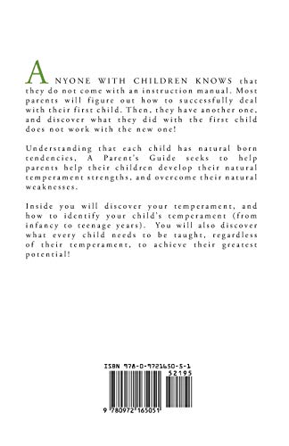 A Parent's Guide: To Helping Your Child Develop Their Natural Temperament Tendencies,Used