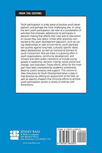 Youth Participation: Improving Institutions and Communities: New Directions for Youth Development, No. 96,Used