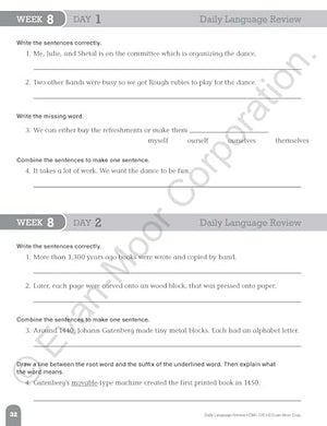 EvanMoor Daily Language Review, Grade 6 Actvities Homeschooling & Classroom Resource Workbook, Reproducible Worksheets, Teacher,New