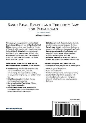 Basic Real Estate and Property Law for Paralegals (Paralegal Series),Used