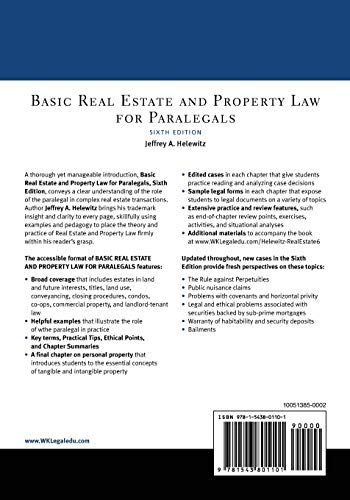 Basic Real Estate and Property Law for Paralegals (Paralegal Series),Used