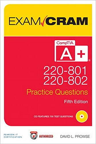 Comptia A+ 220801 and 220802 Authorized Practice Questions Exam Cram,Used