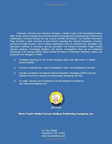 Mark Twain  Chemistry, Grades 6  12 (Expanding Science Skills Series),Used