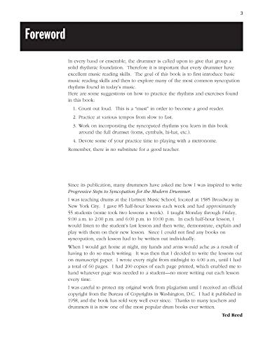 Progressive Steps to Syncopation for the Modern Drummer (Ted Reed Publications),Used