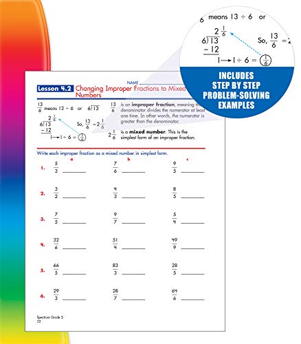 Spectrum Grade 5 Math & Language Arts Workbook5th Grade State Standards for Geometry, Algebra Prep, Vocabulary, Nonfiction, Fic,Used