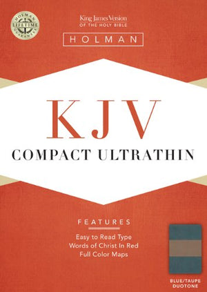 Kjv Compact Ultrathin Bible, Blue/Taupe Leathertouch