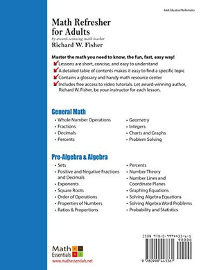 Math Refresher For Adults: The Perfect Solution (Mastering Essential Math Skills)-used
