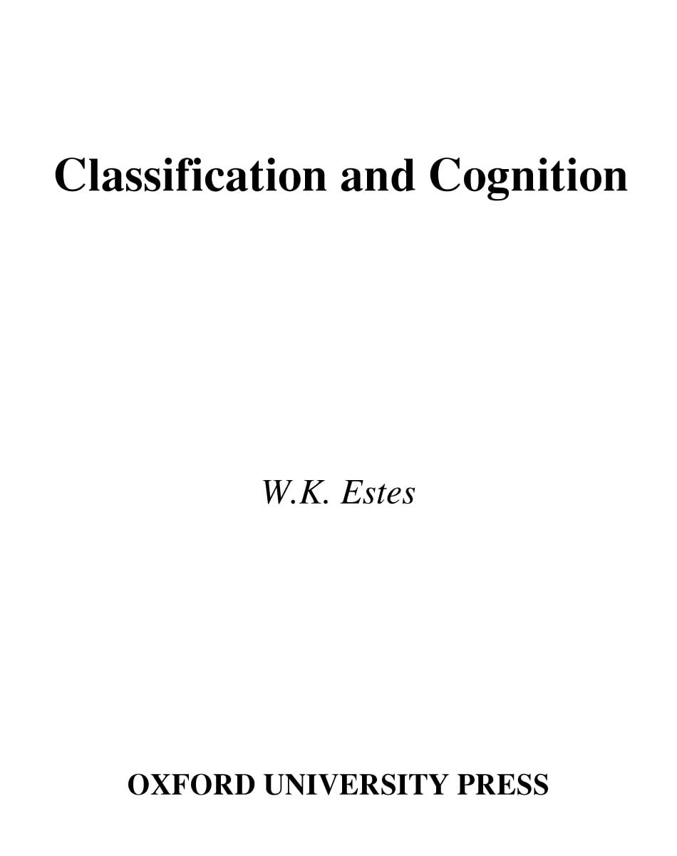 Classification And Cognition (Oxford Psychology Series)