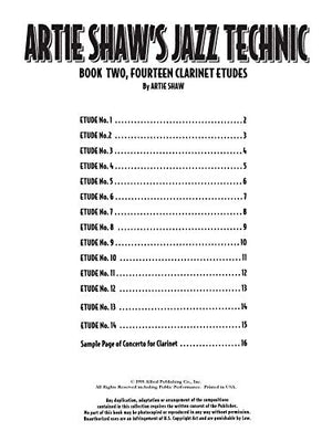 Artie Shaw's Jazz Technic, Bk 2: Fourteen Clarinet Etudes,Used