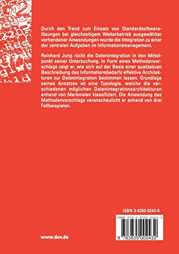Architekturen zur Datenintegration: Gestaltungsempfehlungen auf der Basis fachkonzeptueller Anforderungen (German Edition),Used