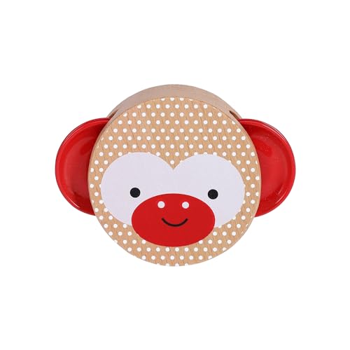 Petit Collage: Shake And Play  Wooden Tamourine | 2Sided Monkey Design | Made With Fsc Wood| Great For Ages 18 Months+