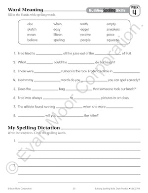 EvanMoor Building Spelling Skills, Grade 4  Homeschooling & Classroom Resource Workbook, Reproducible Worksheets, Teaching Edi,New