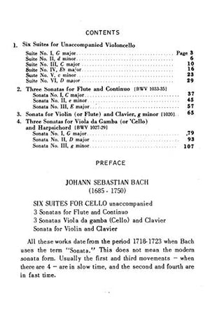 Six Suites for Cello Solo, Three Sonatas for Gamba and Clavier, Three Sonatas for Flute and Clavier (Kalmus Edition),Used