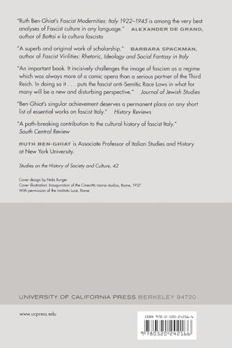 Fascist Modernities: Italy, 19221945 (Studies on the History of Society and Culture) (Volume 42),Used