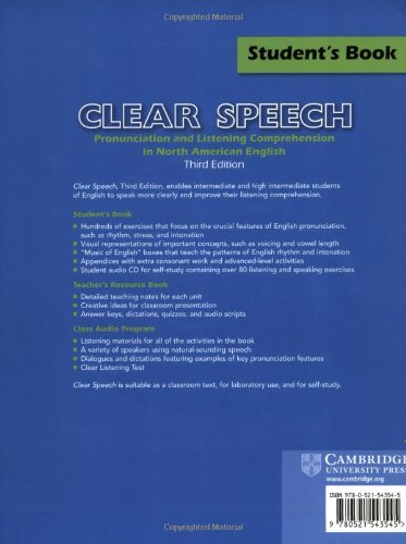 Clear Speech Student's Book with Audio CD: Pronunciation and Listening Comprehension in American English,Used