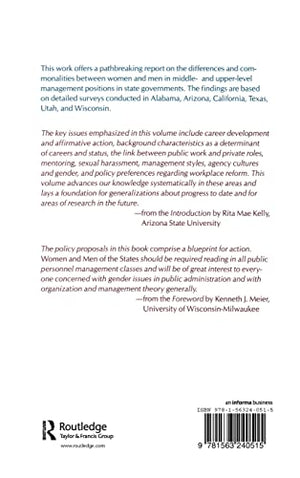 Women and Men of the States: Public Administrators and the State Level (Bureaucracies, Public Administration, and Public Policy),Used