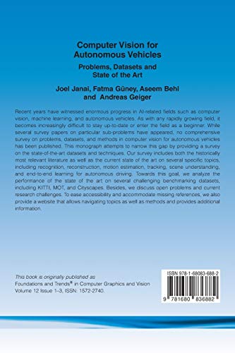 Computer Vision for Autonomous Vehicles: Problems, Datasets and StateoftheArt (Foundations and Trends(r) in Computer Graphics,Used