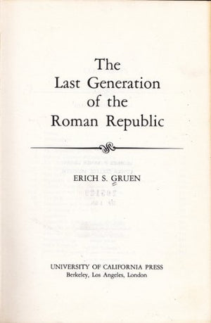 The Last Generation of the Roman Republic,Used