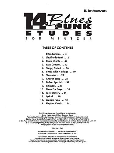 14 Blues & Funk Etudes: Bflat Instrument (Tenor Sax, Soprano Sax, Clarinet), Book & 2 Cds,Used