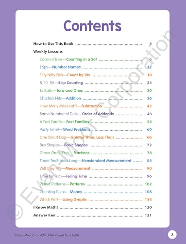 Evanmoor Smart Start Math, Grade 1 Workbook, Stickers, Audio Read Alouds, Stories And Activities, Learn Numbers, Counting, Meas