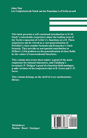 Les Conjectures de Stark sur les Fonctions L d'Artin en s=0: Notes d'un cours a Orsay redigees par Dominique Bernardi (Progress ,Used